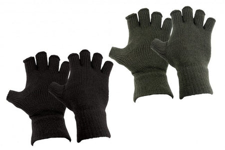 Acrylic Knitted Gloves Fingerless Mitts Thermal Winter Black Small GLO02