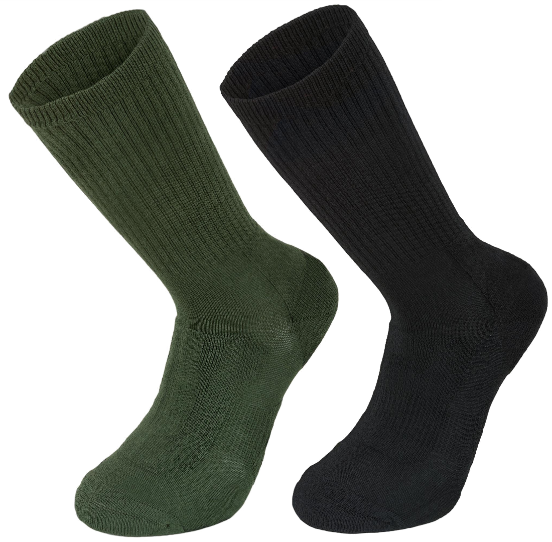 Highlander Crusader Military Style Work Socks Cushioned Cotton Black Olive soc82