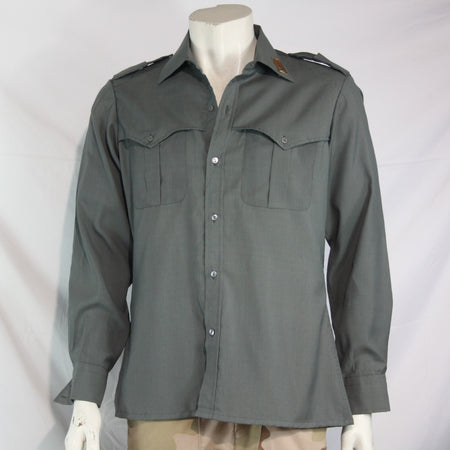 Genuine Surplus Italian Police Shirt with One Lapel Badge Green Grey 15.5"(4101)