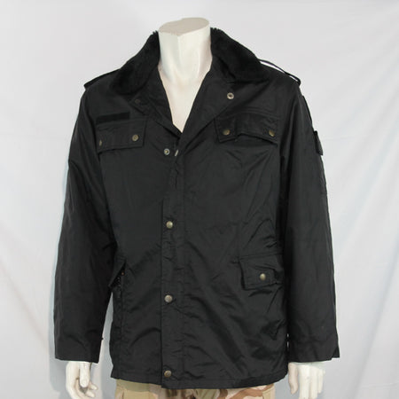 Genuine Surplus French Police Black Jacket, Button off Faux Fur Collar (3149)