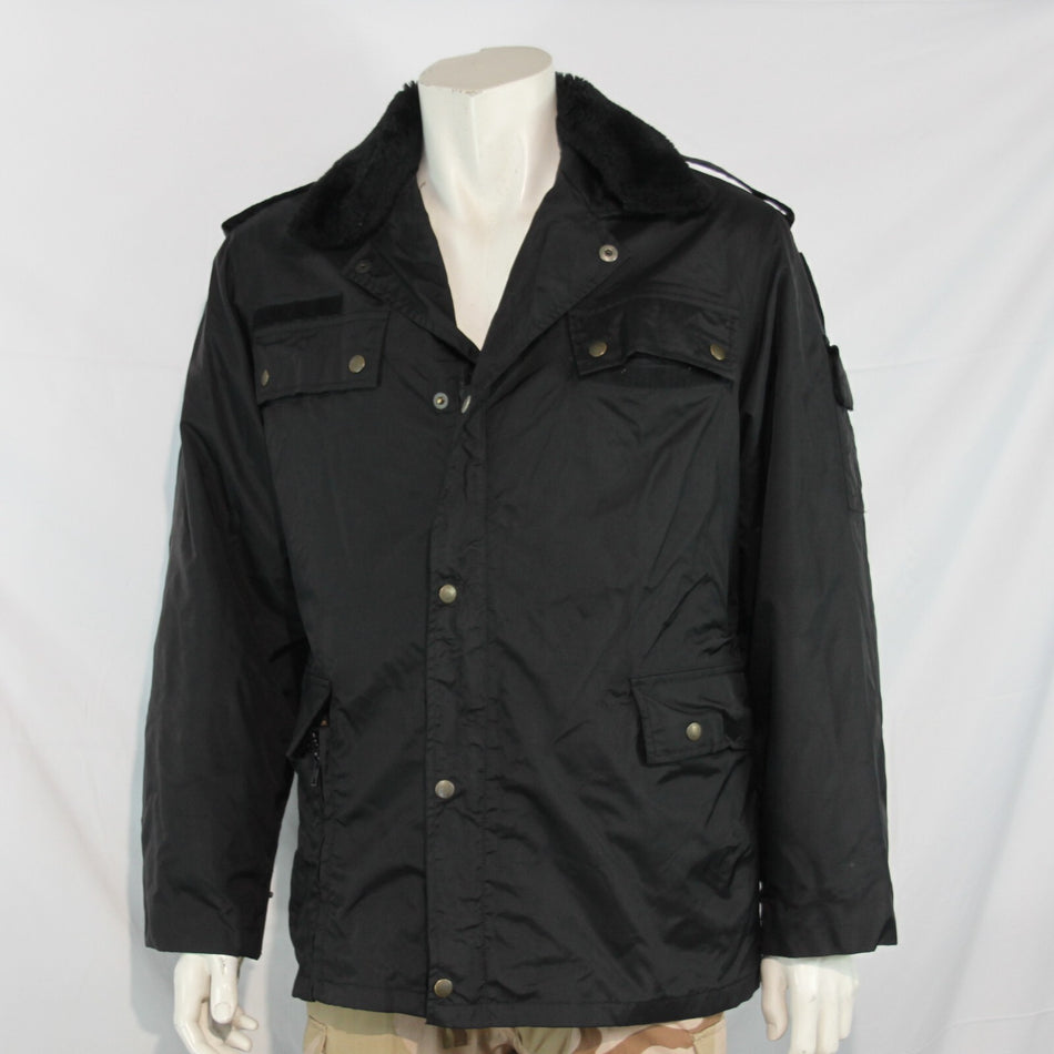 Genuine Surplus French Police Black Jacket, Button off Faux Fur Collar (3149)