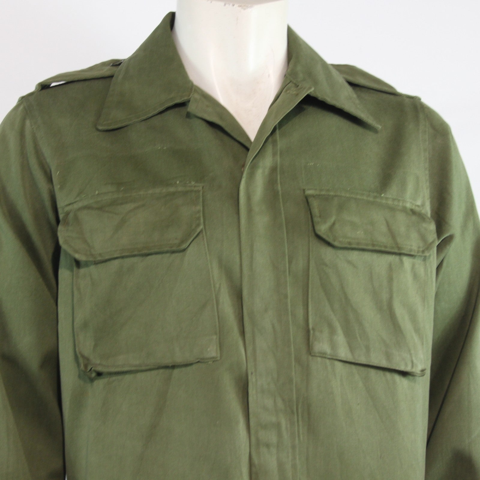 Genuine Surplus Spanish Army Olive Green Field Shirt Hook Loop Fasten 40" (4278)