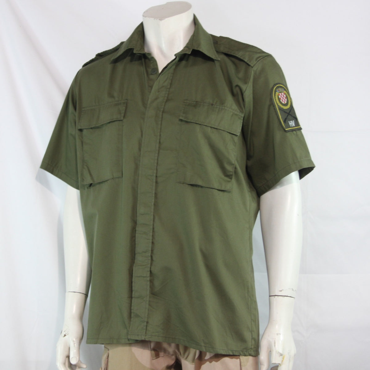 Croatian Short Sleeve Army Shirt Lightweight Badged Olive Genuine Surplus (4324)