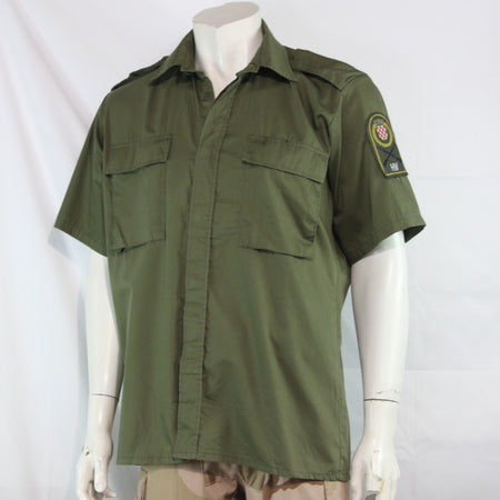 Croatian Short Sleeve Army Shirt Lightweight Badged Olive Genuine Surplus (4324)