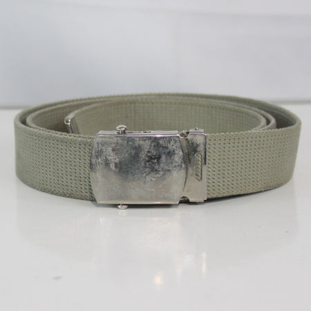 Genuine Surplus French 30mm Pale Khaki Webbing Belt Silver Buckle  (4082)