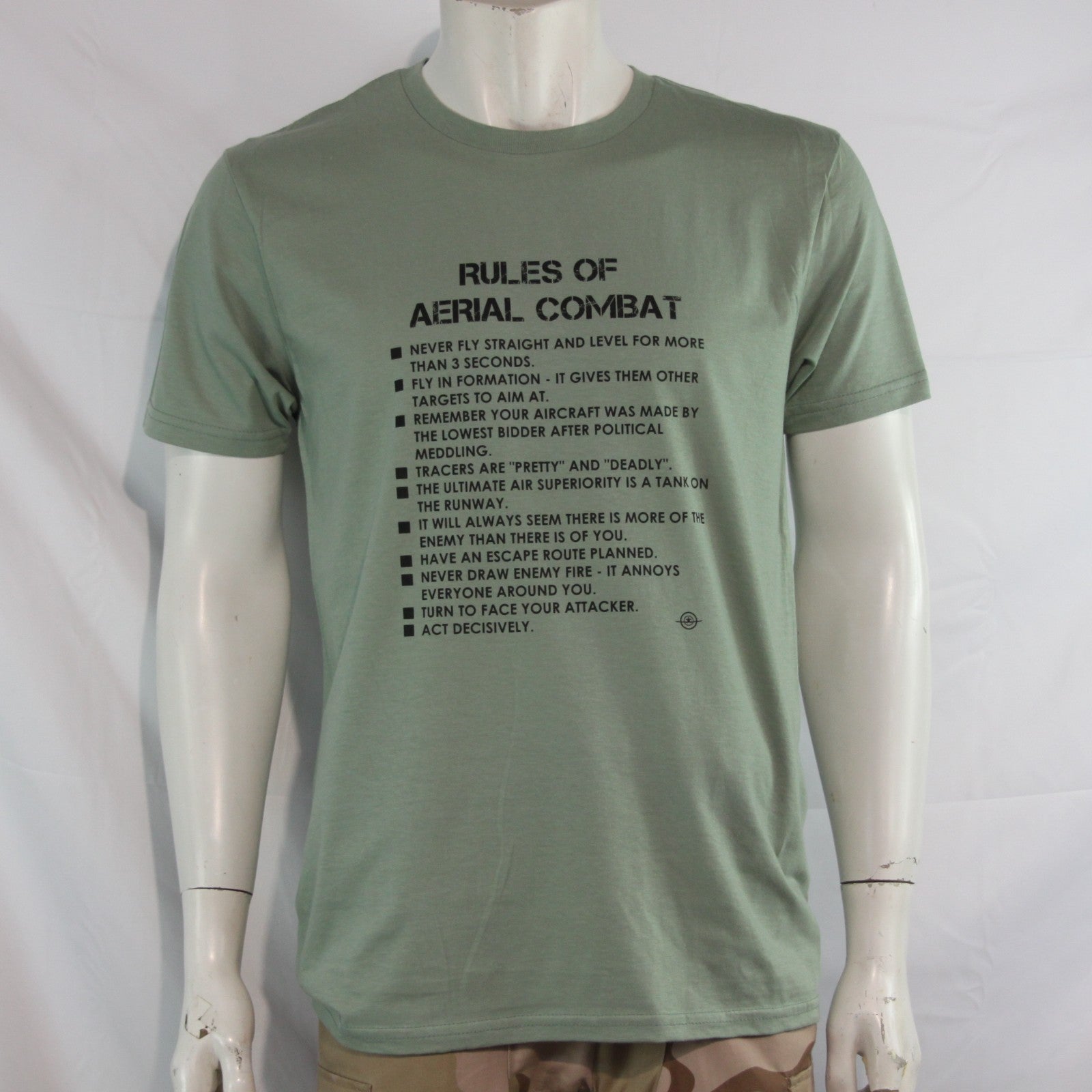 Rules of Aerial Combat Exclusive Printed T-Shirt Mens Warbird Print Sage Green