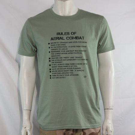 Rules of Aerial Combat Exclusive Printed T-Shirt Mens Warbird Print Sage Green