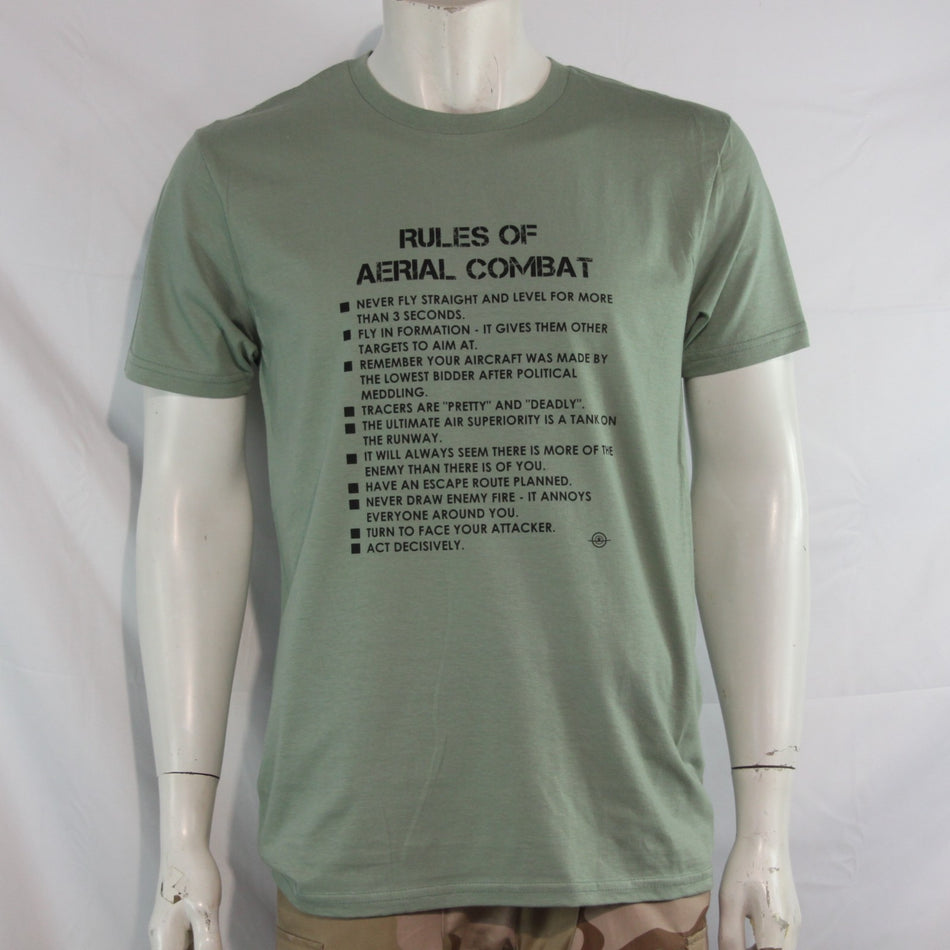 Rules of Aerial Combat Exclusive Printed T-Shirt Mens Warbird Print Sage Green