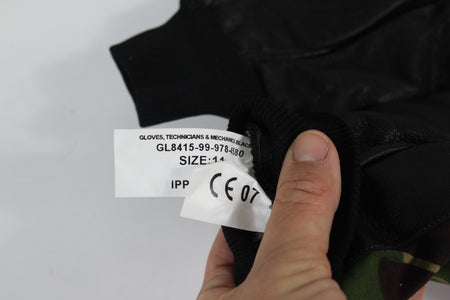 Genuine British Army DPM Mechanics Gloves Camouflage Leather Palm