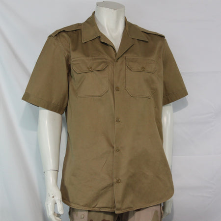 Genuine Surplus Greek Army Shirt Short Sleeve Cotton Canvas Tan Sand (3419)