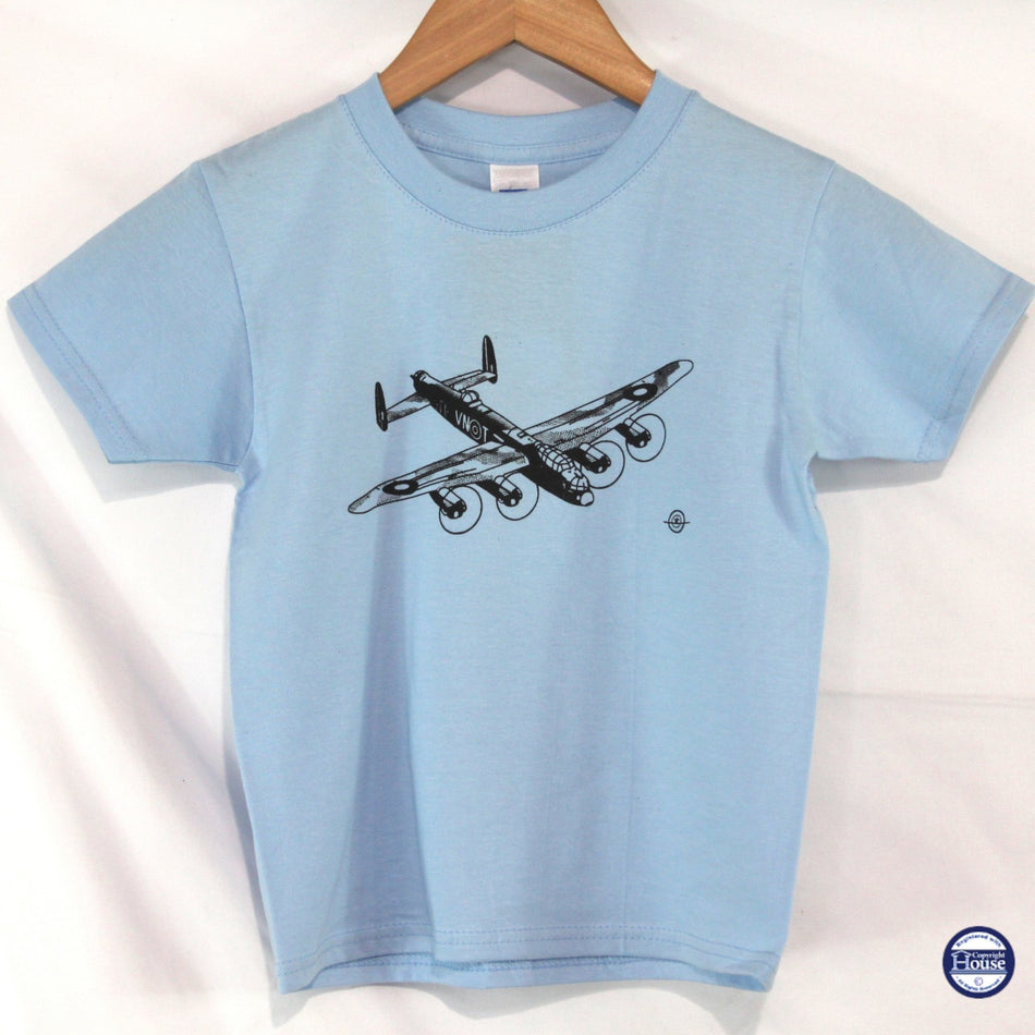 Kids Avro Lancaster Printed Military T-Shirt British Forces Childrens Blue