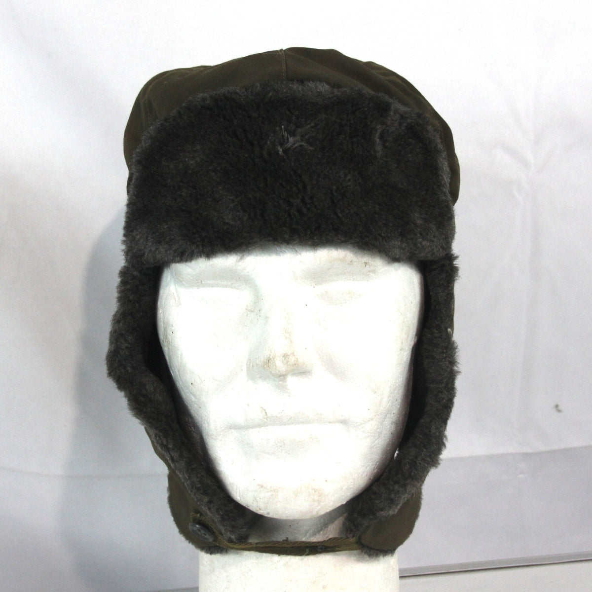 Vintage Winter Hat Faux Fur Lined Army Issue Genuine Surplus Damaged (4403)