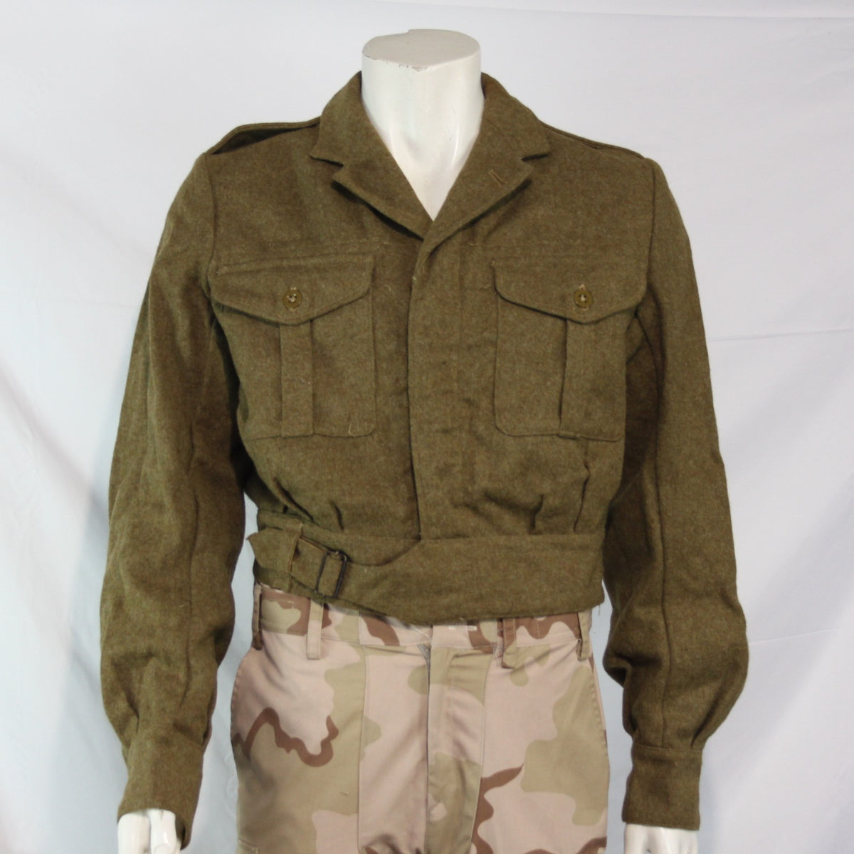 1954 British Army Battle Dress Short Uniform Jacket Wool 38" Chest Brown (3541)