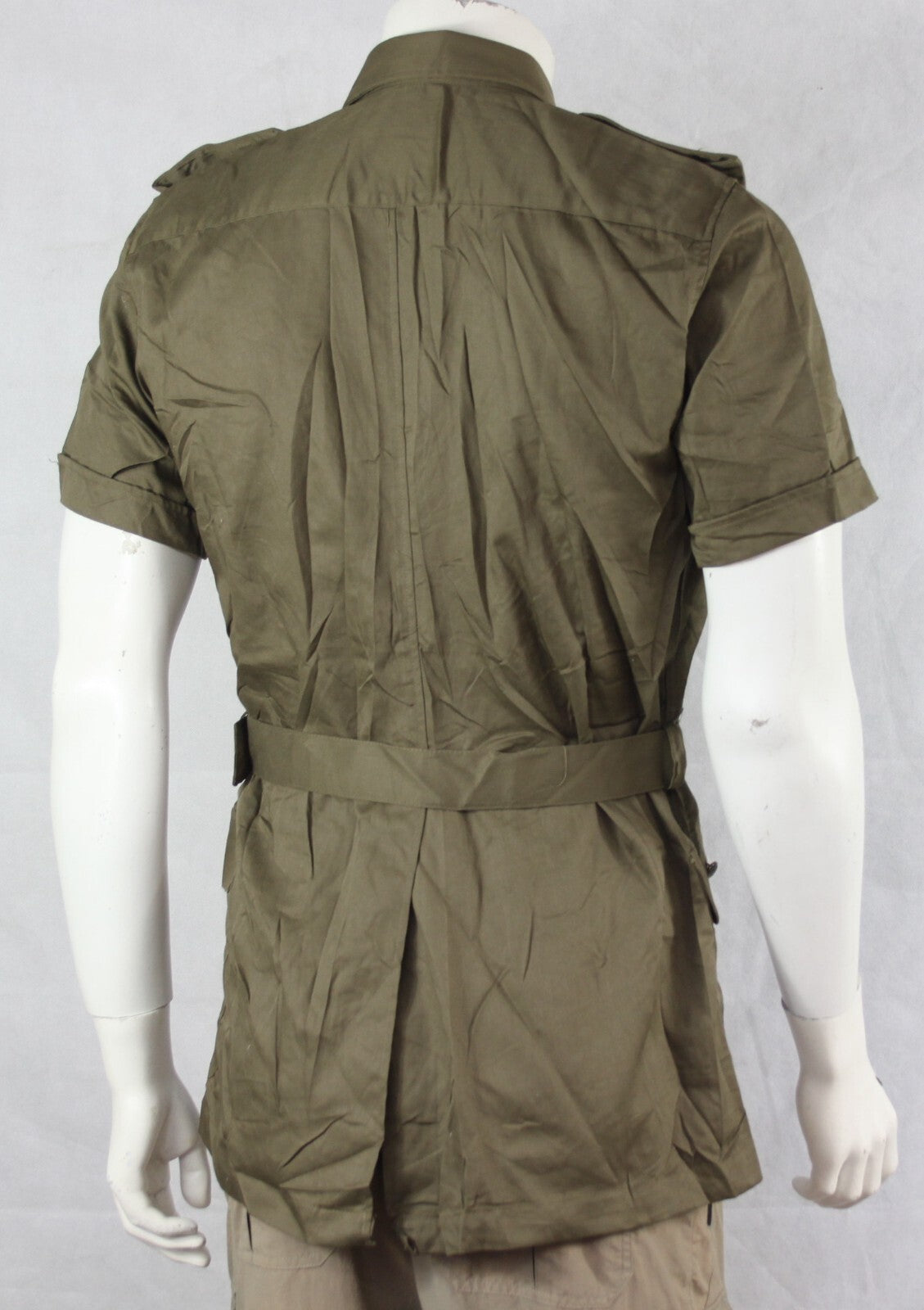 Genuine Surplus Italian Safari Shirt Khaki Beige Sand Belted Lightweight Cotton