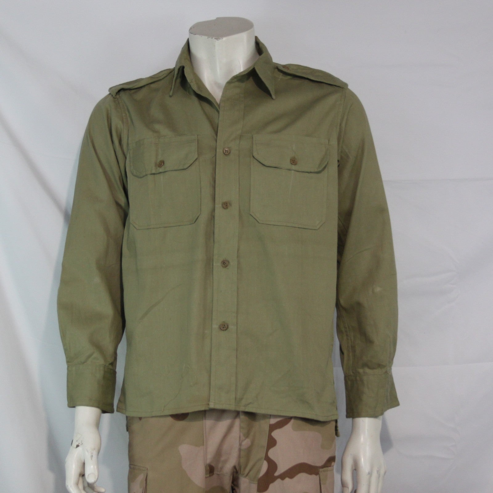 Genuine Surplus Army Vintage Khaki Tan Shirt Cotton 1968 Dated 15" (3429)