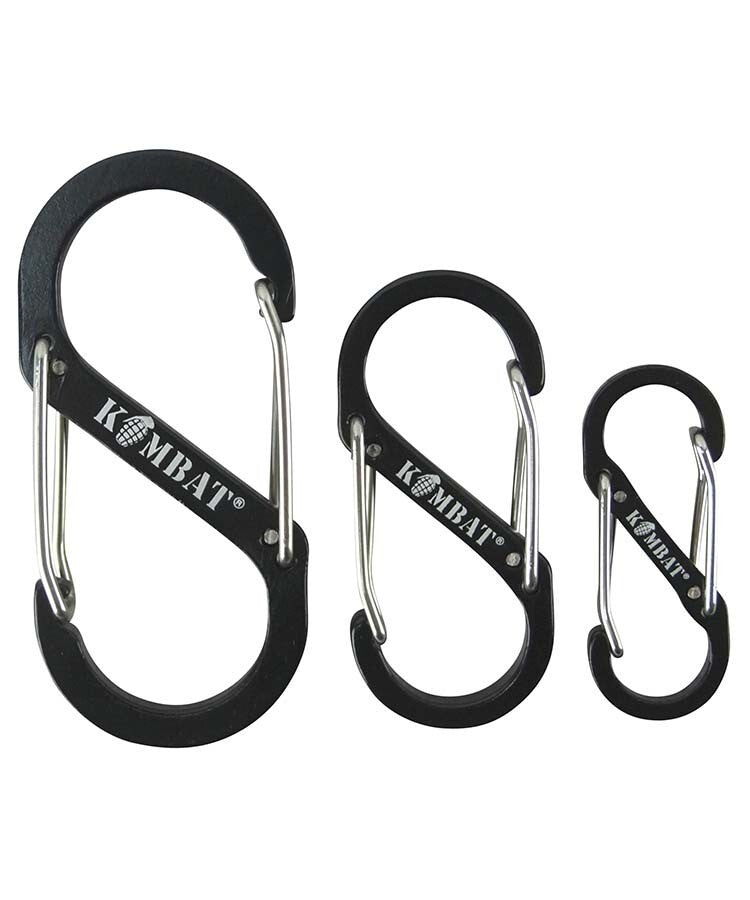 Kombat 3 Peice S-Carabina keyring Camping Hiking Double Clips Rucksack