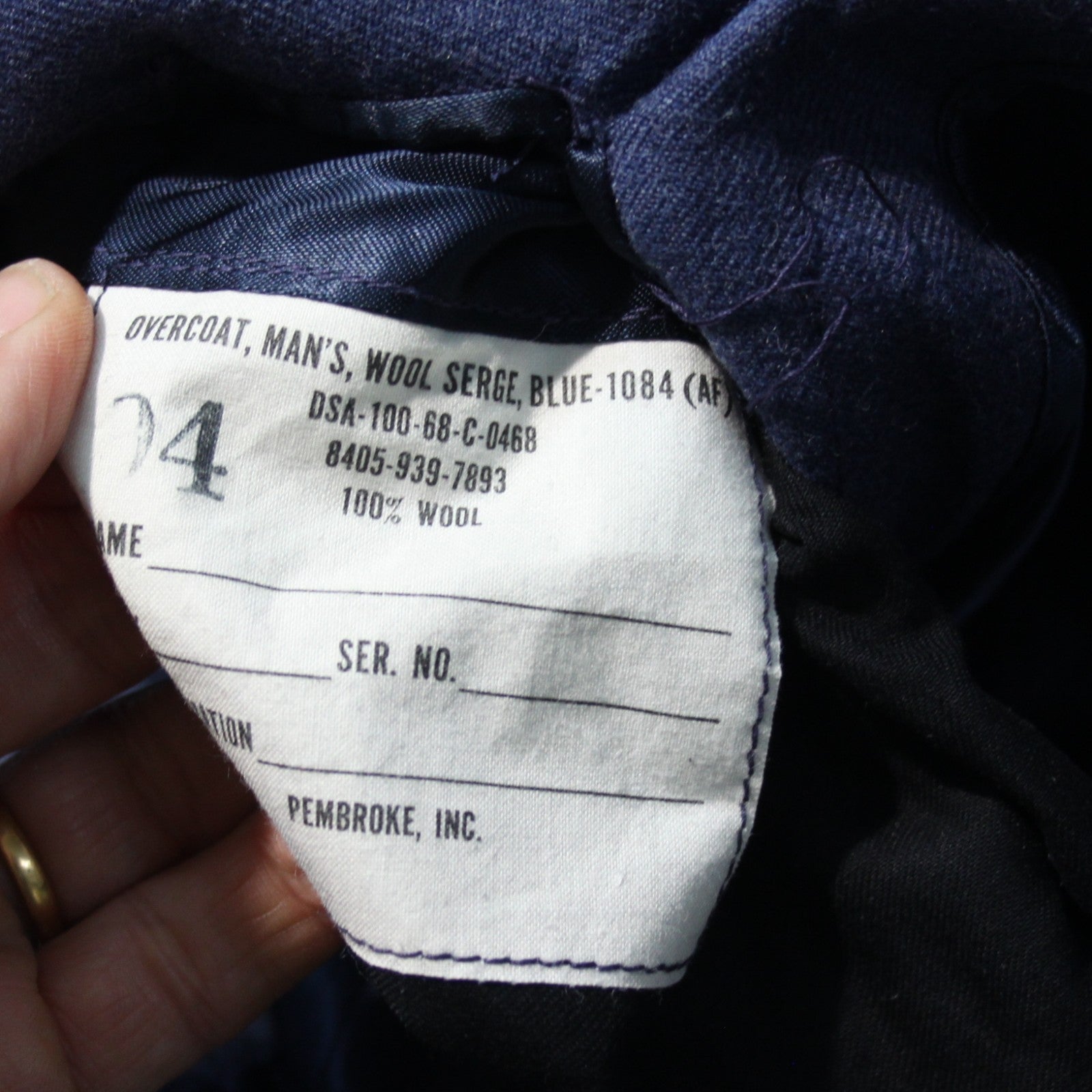 US USAF Airforce Wool Greatcoat Genuine Surplus Mens Overcoat 36-38" (3509)