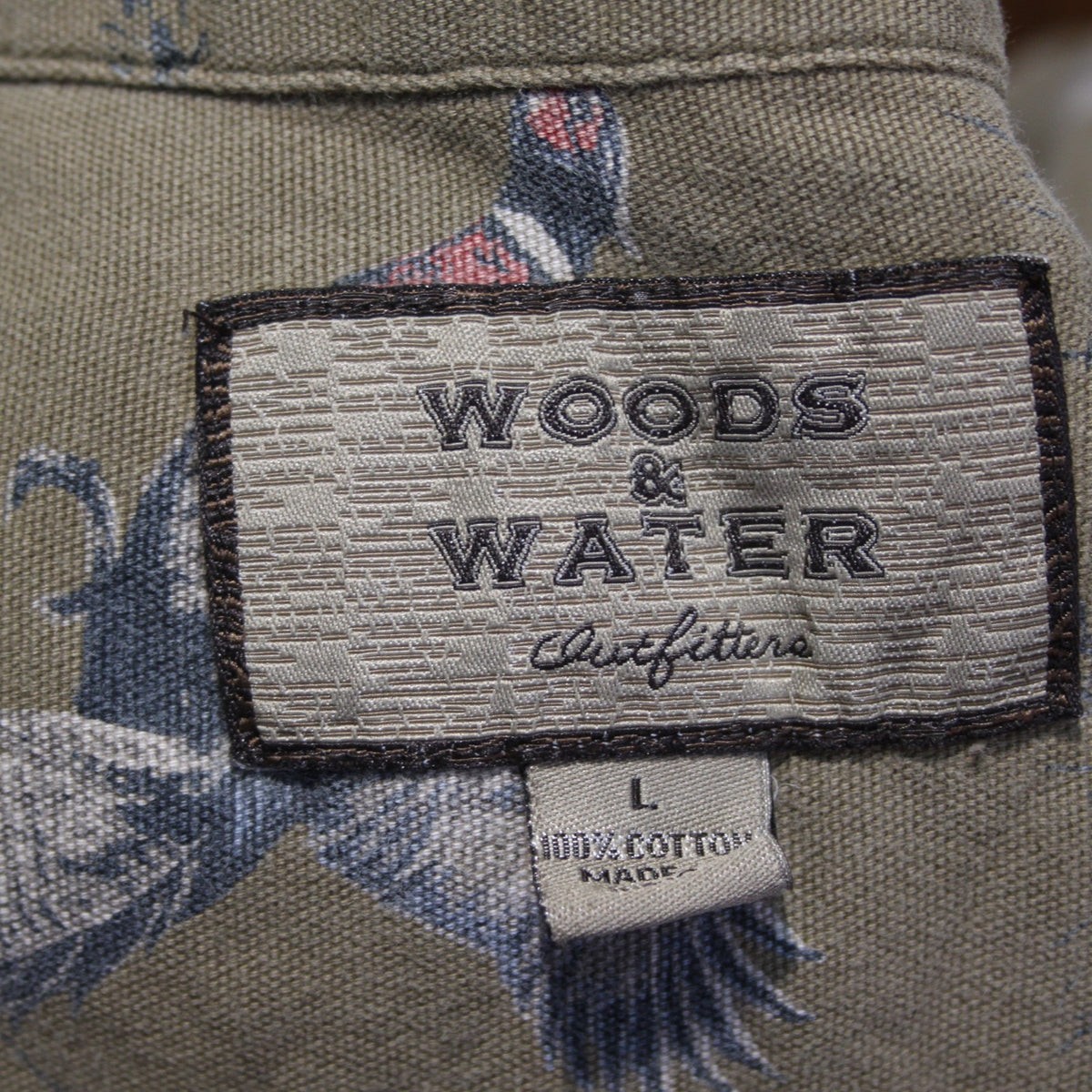 Woods & Water Turkey Pheasant Printed Hunting Shirt Cotton Khaki Large (4073)