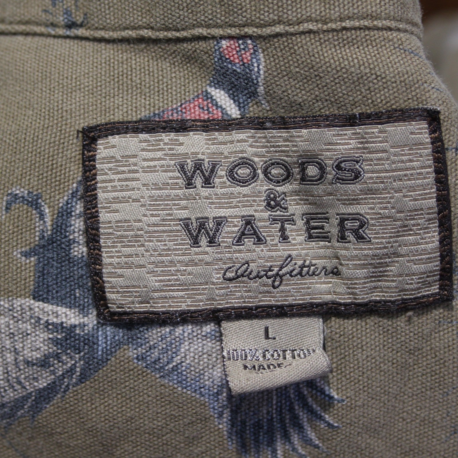 Woods & Water Turkey Pheasant Printed Hunting Shirt Cotton Khaki Large (4073)