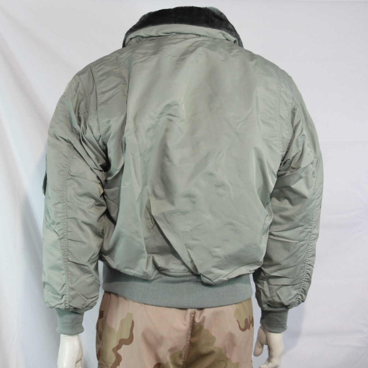 Highlander MA2 USAF Style Bomber Jacket F Fur Collar Padded Silver Grey XS-S