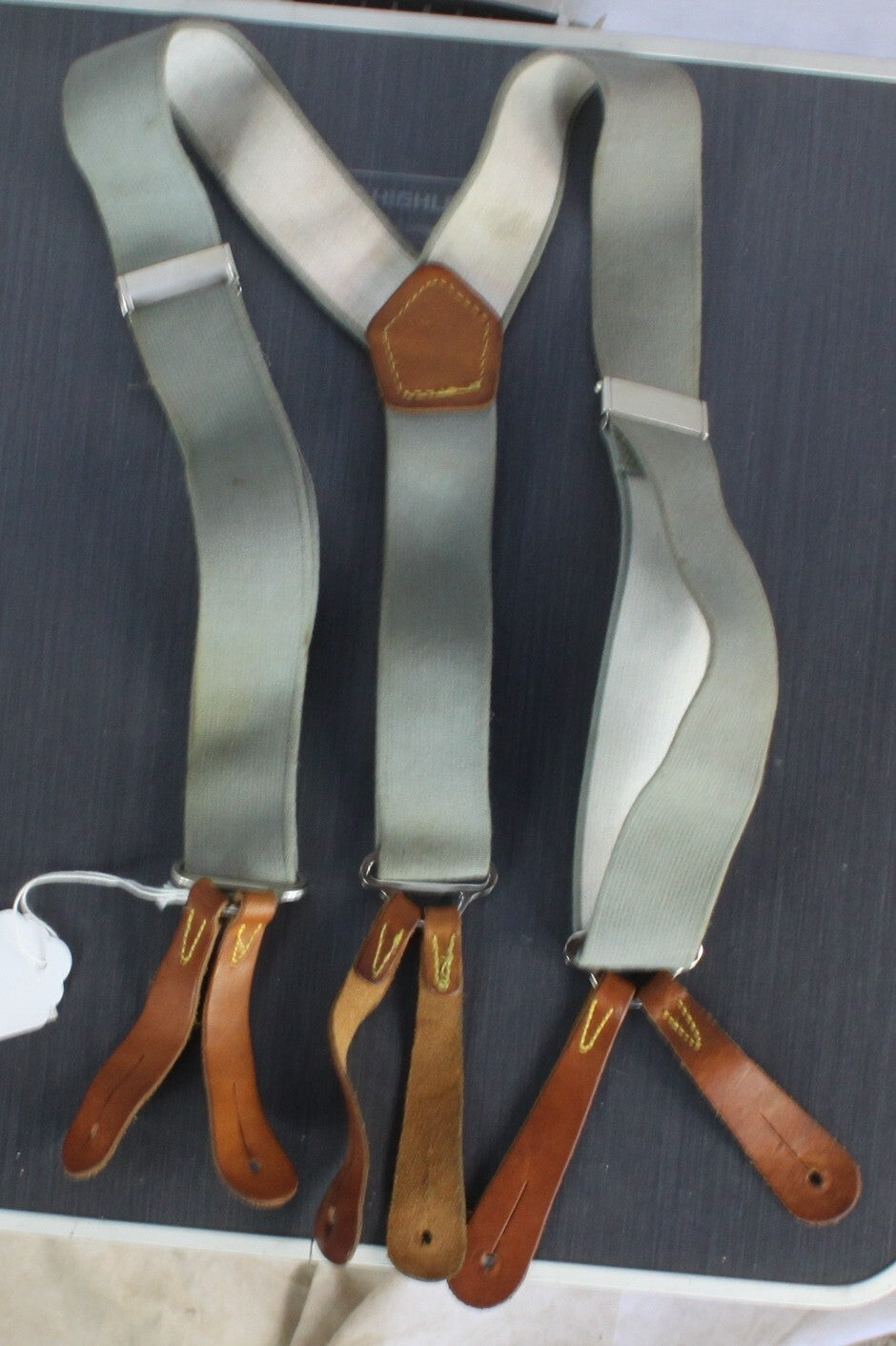 Genuine Surplus British Army RAF military Braces Grey leather End Button AllSize