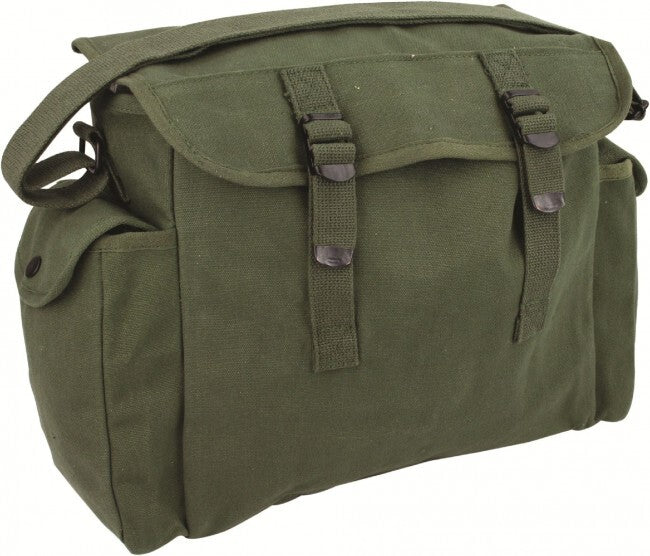 Highlander Heavy Duty Haversack Side Bag Messenger Canvas Satchel Olive Black