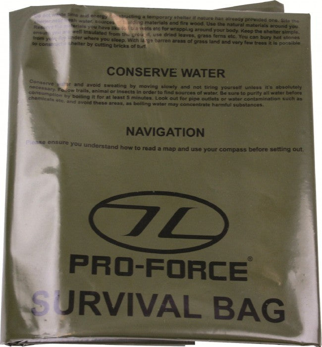 Highlander Waterproof Survival Bag  Survival Instructions OLIVE Military Single