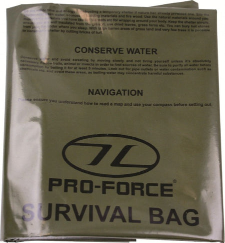 Highlander Waterproof Survival Bag  Survival Instructions OLIVE Military Single
