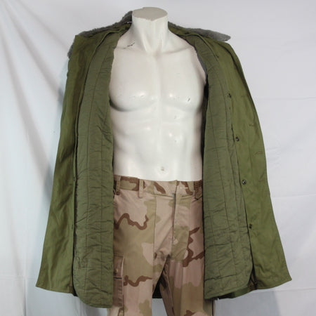 Vintage USSR Soviet Era Parka Winter Coat Padded Khaki Surplus 36-38" (3664)