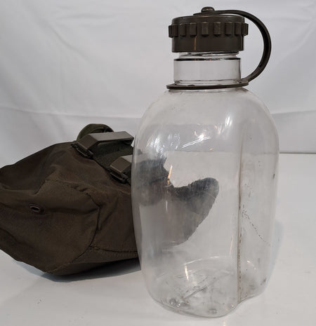 Genuine Surplus Austrian Water Bottle Clear Plastic Screw Top Belt Clip Cover