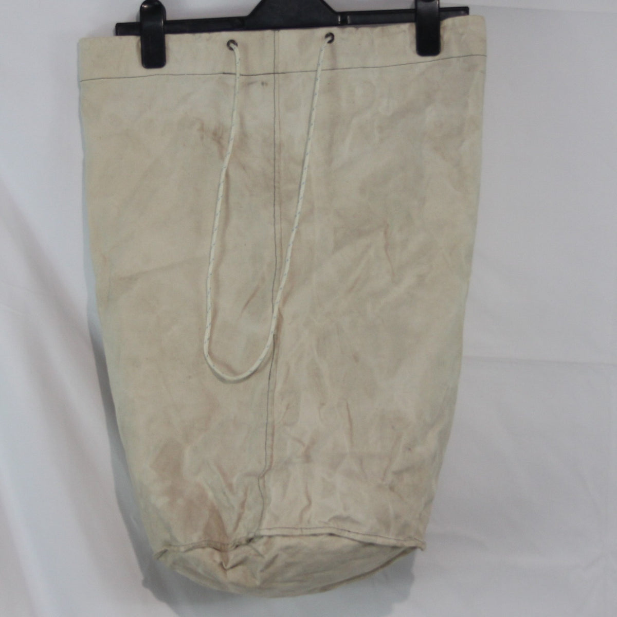 Vintage French Army Canvas Ballast Bag White Genuine Surplus Printed(4391)