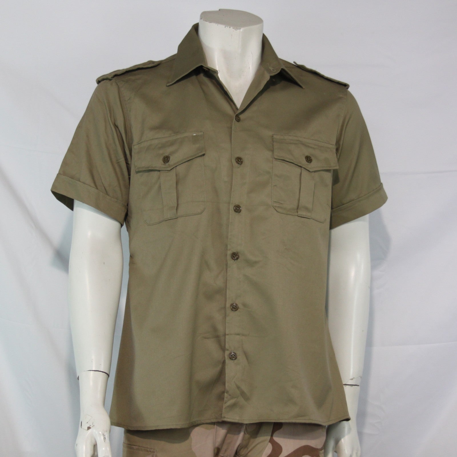 Genuine Surplus Italian Army Military Beige Sand Tan Shirt Short Sleeve 40(3417)