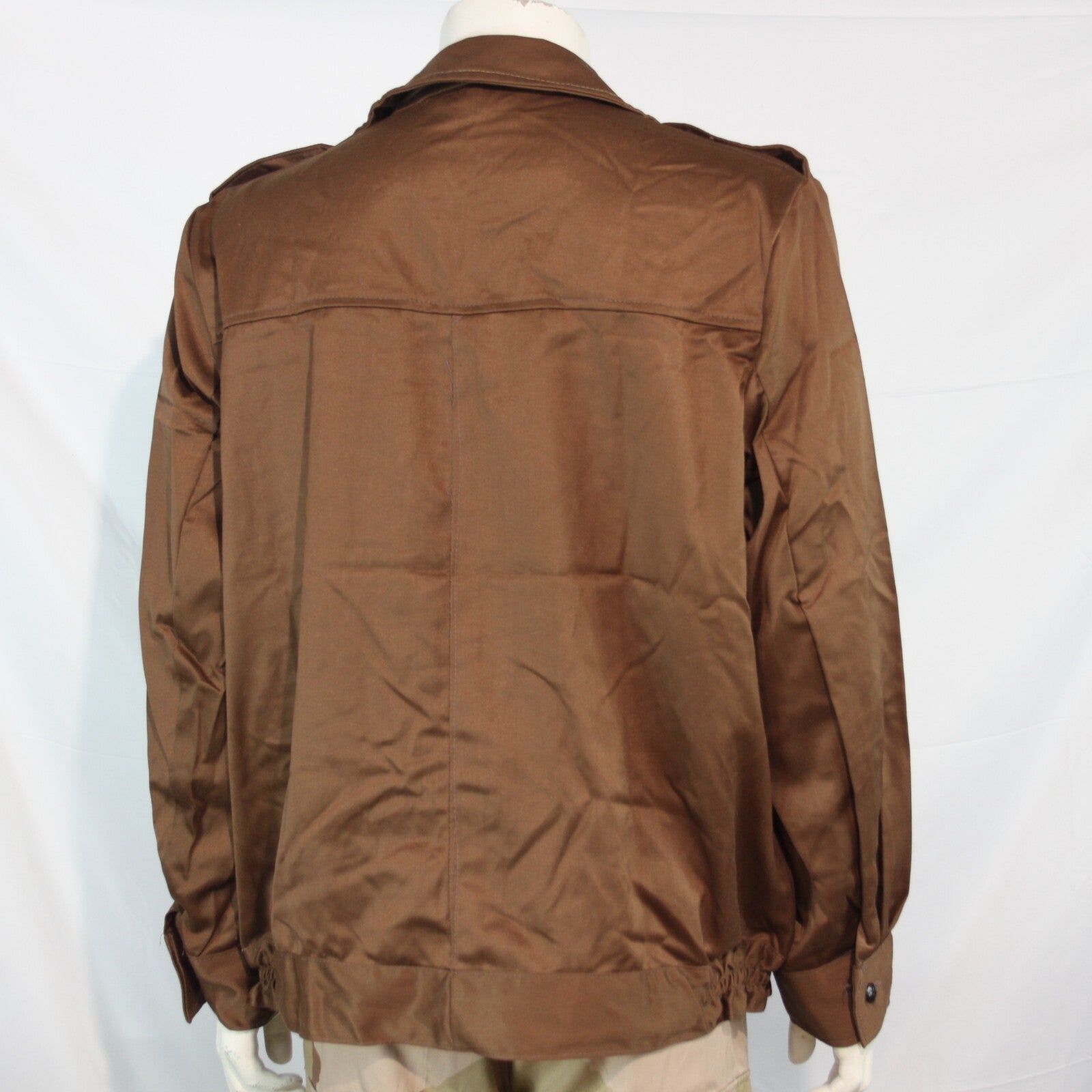 Genuine Surplus Romanian Army Working Jacket Shirt Brown Canvas Shiny Satin 3159