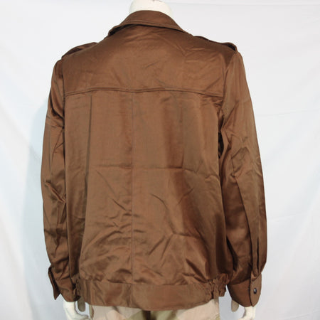 Genuine Surplus Romanian Army Working Jacket Shirt Brown Canvas Shiny Satin 3159