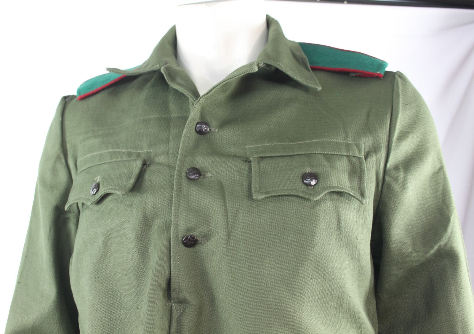 Genuine Surplus Bulgarian 3 Button Shirt olive Green Contrast Epaulettes (4273)