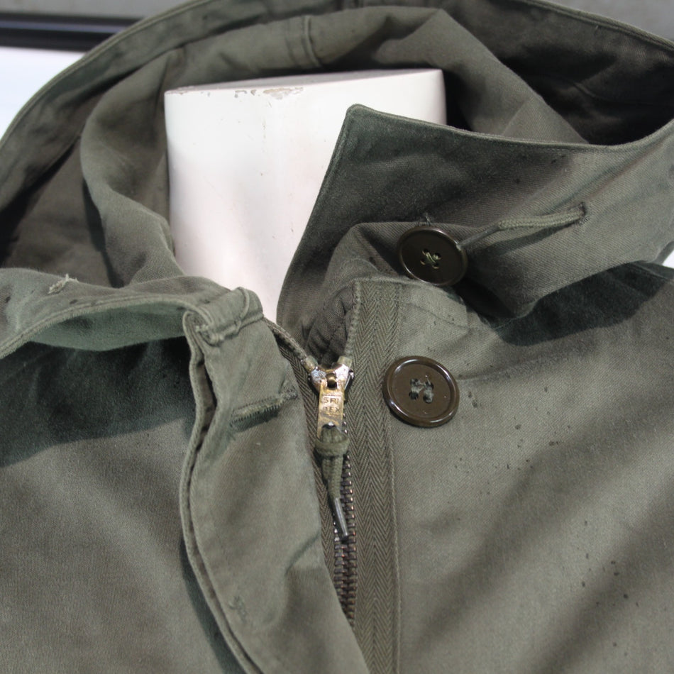 1980's French Army Fur Lined Parka Winter Genuine Surplus Olive 36-38" (3702)