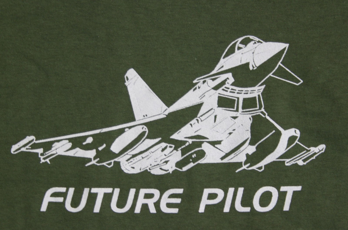 Kids Future Pilot Printed Military T-Shirt British Forces Childrens Olive Green