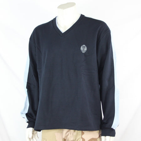 NEW Genuine Surplus Spanish Military Army V- Neck Sweatshirt Navy BLue (3253)