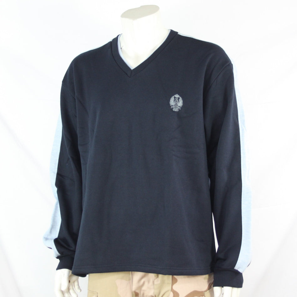 NEW Genuine Surplus Spanish Military Army V- Neck Sweatshirt Navy BLue (3253)