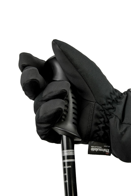 ED Highlander Ski Gloves Winter Thermal Non Slip Palm Black Mens Womens