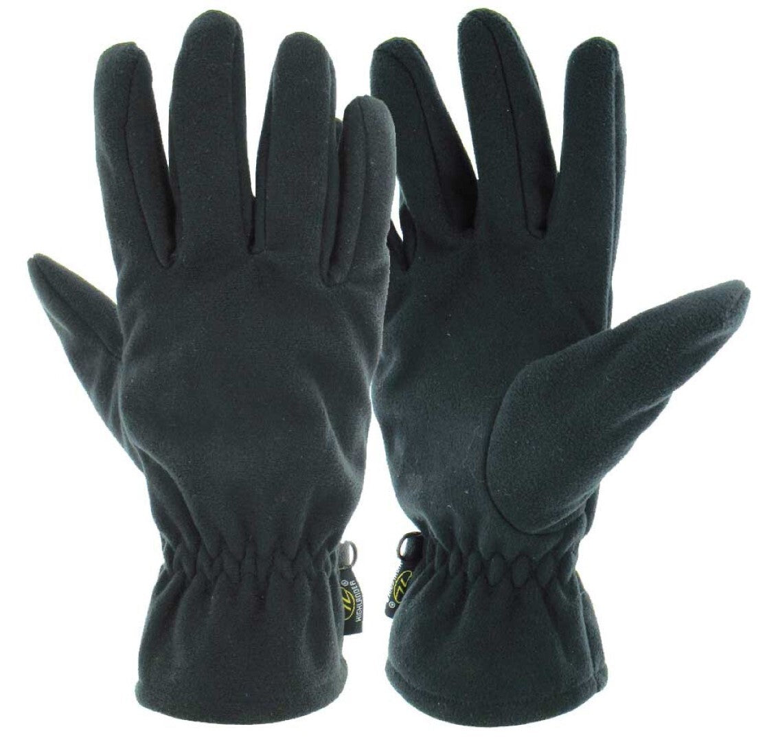 Highlander Windproof Fleece Gloves Black Thermal Winter Dawson