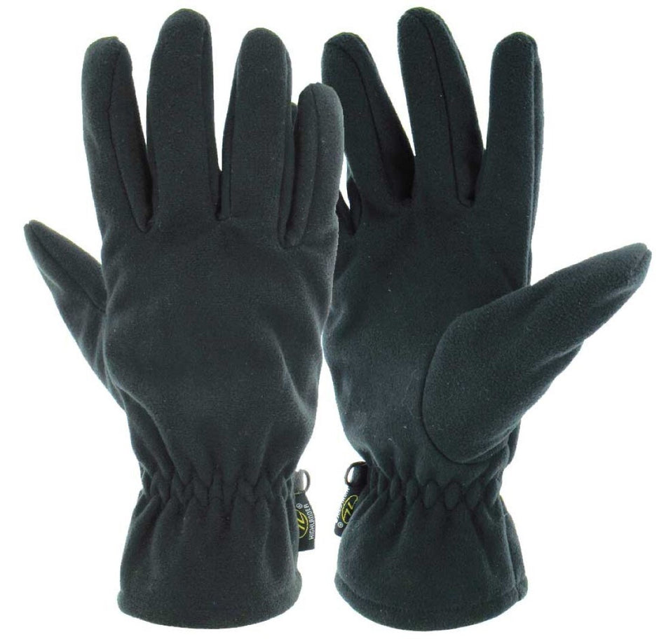 Highlander Windproof Fleece Gloves Black Thermal Winter Dawson