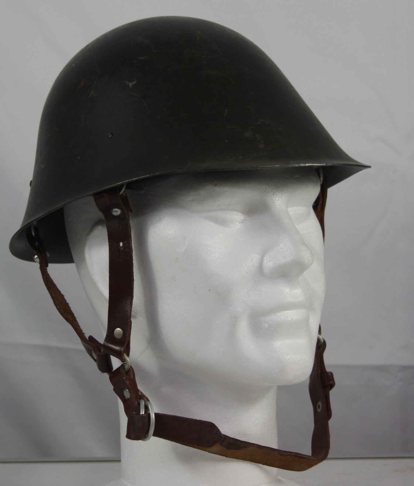 Vintage Romanian Army Steel Helmet With Straps Genuine Surplus  (3943)