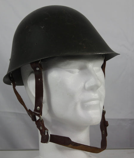 Vintage Romanian Army Steel Helmet With Straps Genuine Surplus  (3943)