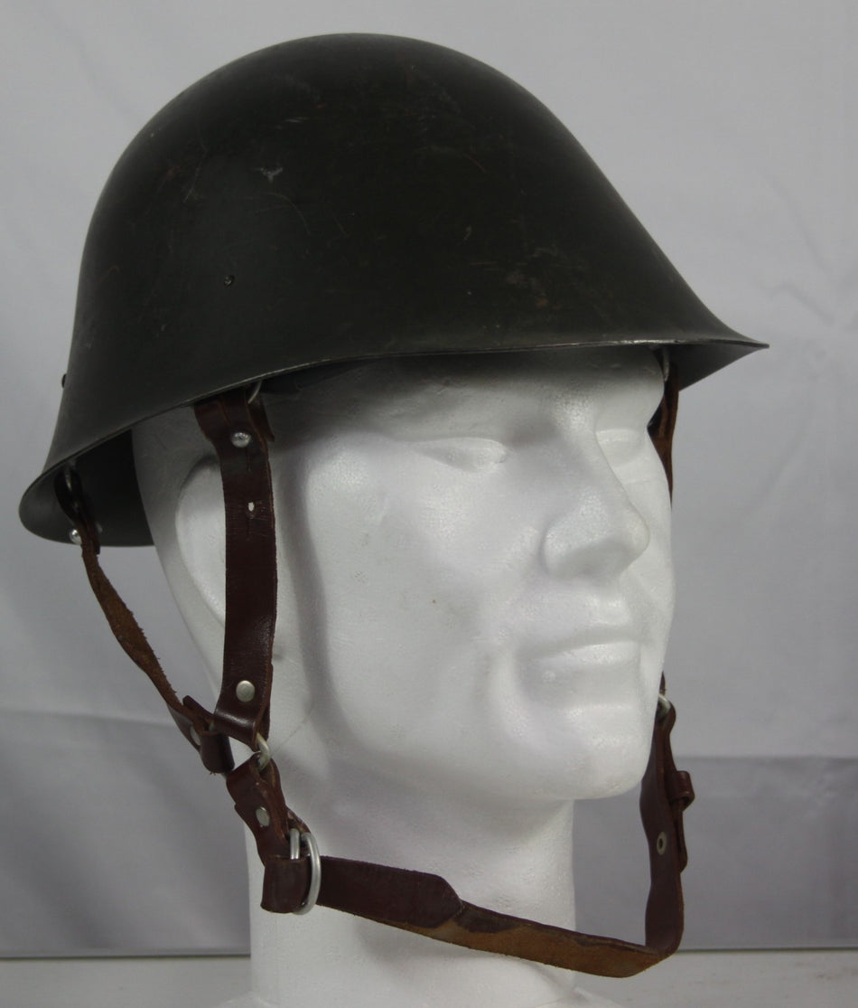 Vintage Romanian Army Steel Helmet With Straps Genuine Surplus  (3943)