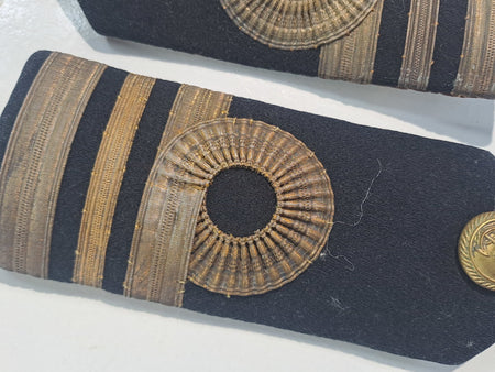 Genuine Surplus British Royal Navy Overcoat Epaulette Rank Slides Antique (2635)