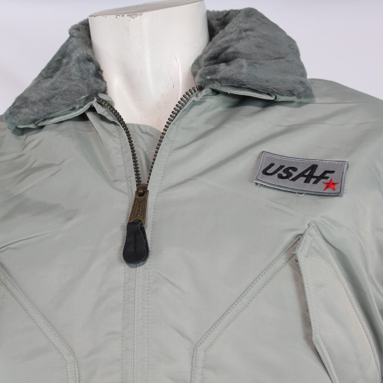 Highlander MA2 USAF Style Bomber Jacket F Fur Collar Padded Silver Grey XS-S