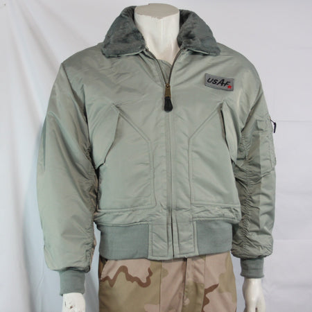 Highlander MA2 USAF Style Bomber Jacket F Fur Collar Padded Silver Grey XS-S