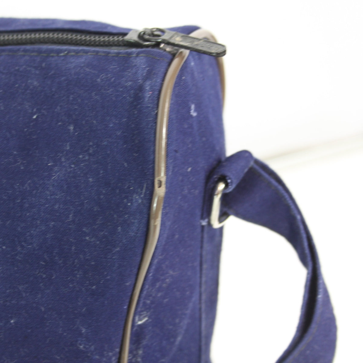Navy Blue Fabric Side Bag Brushed Feel Fabric Flexible Rigid Base (3446)