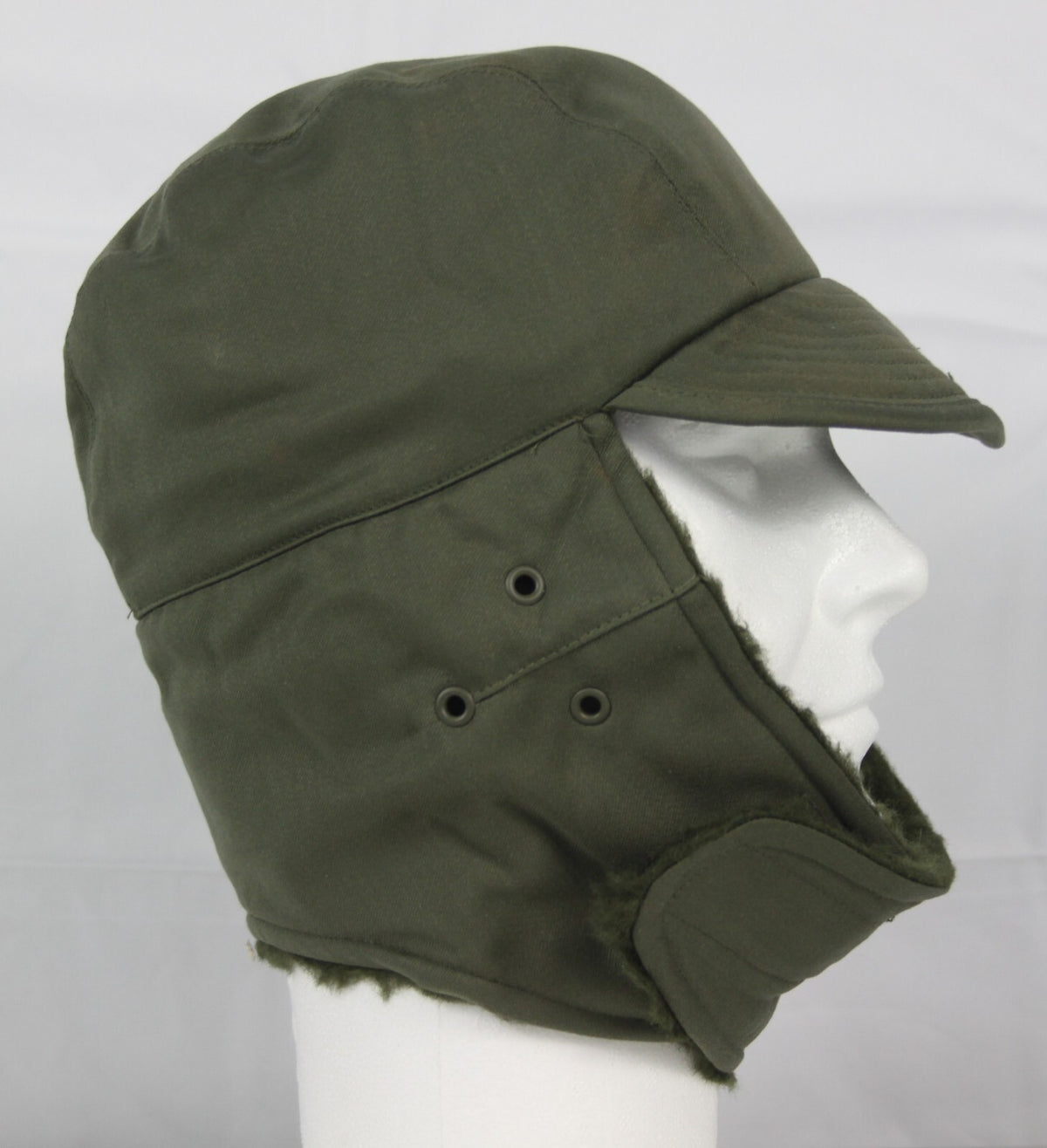 Genuine Surplus French Army Winter Hat Fur-lined Olive Green Peaked Thermal NEW